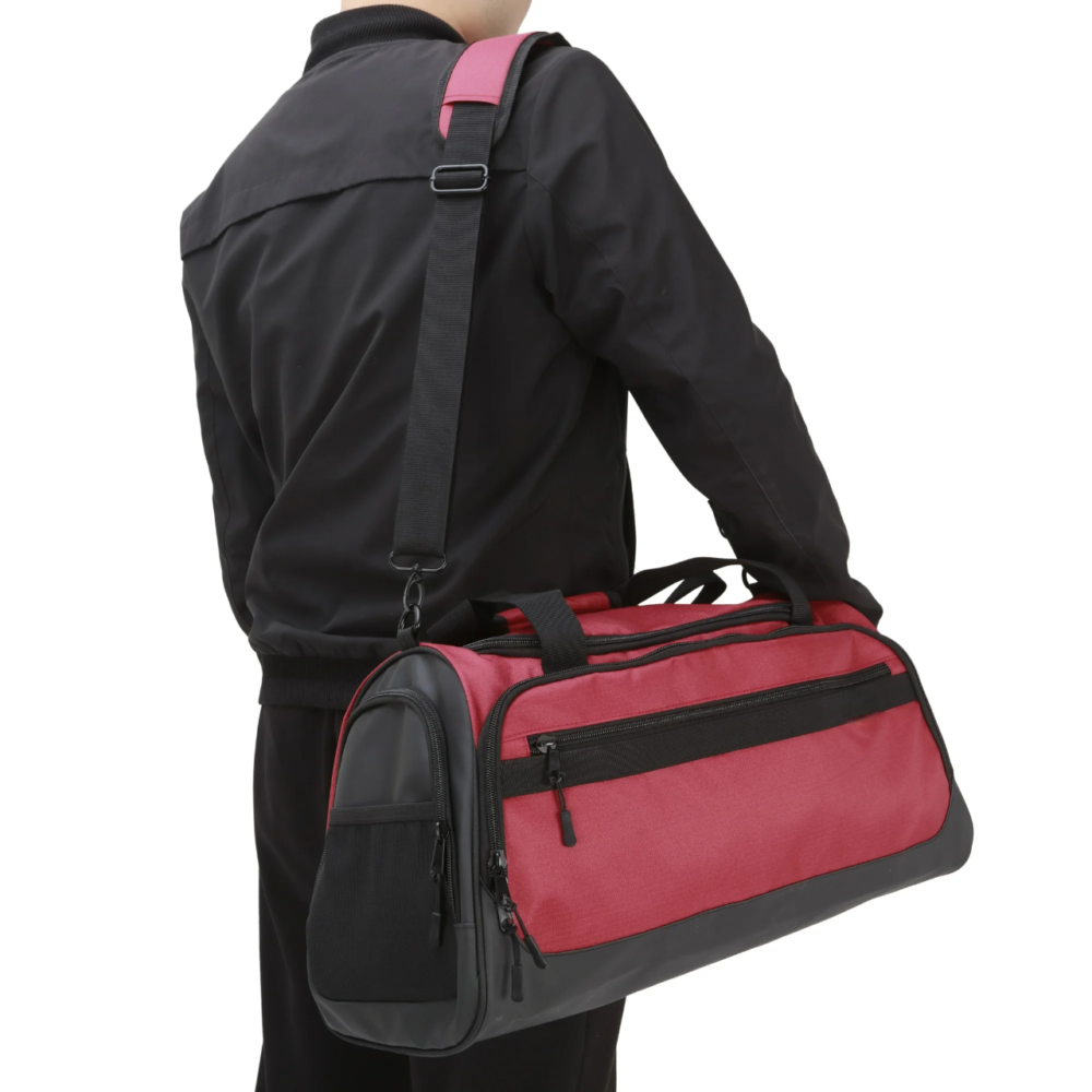 Unisex 33L Polyester Fitness Duffel Gym Bag, Red - Image 2