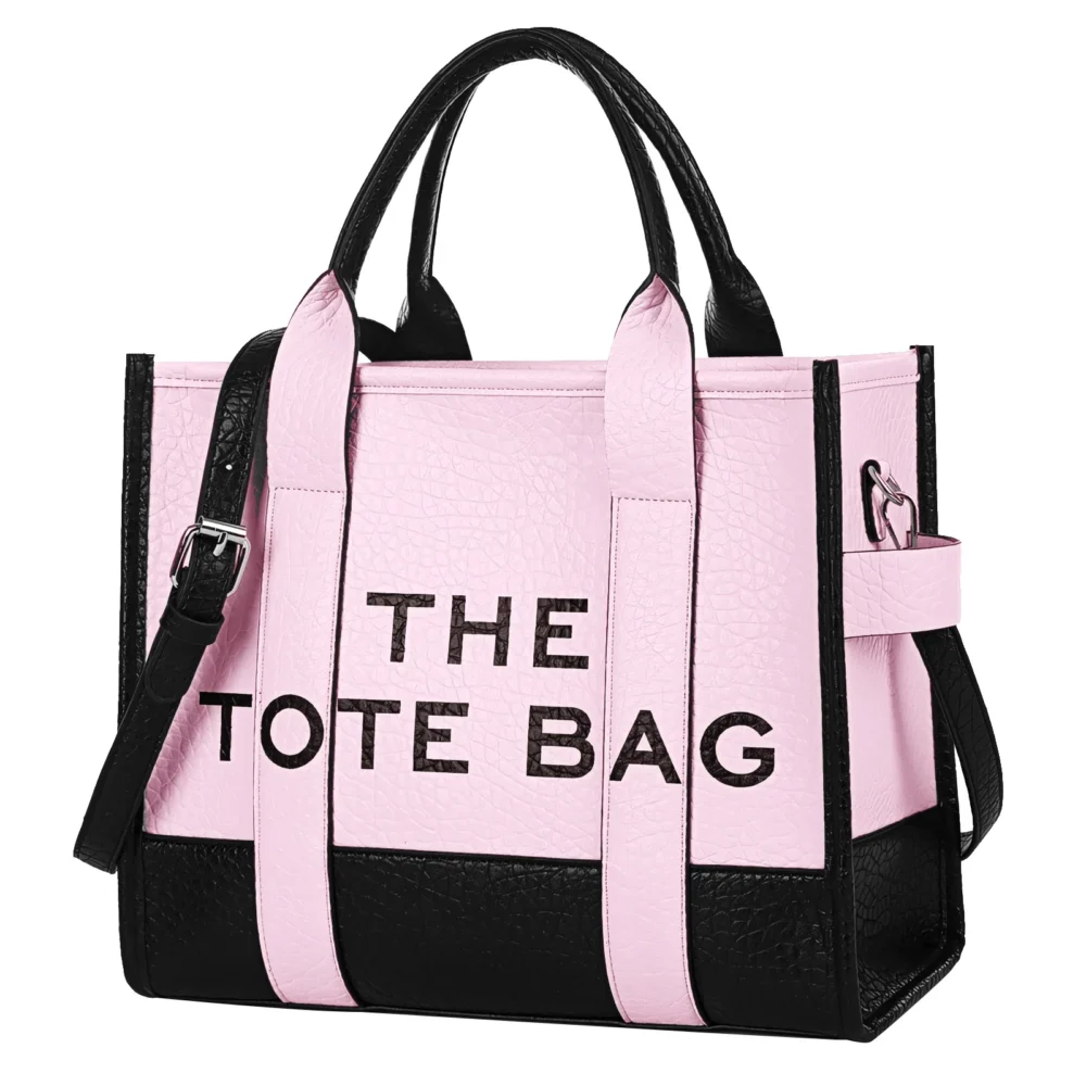 The Tote Bag,Leather Pink Leisure Bags with Zipper